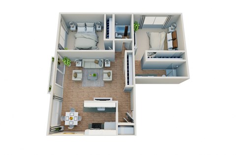 Floor plan for 2 beds, 2 baths, 1080 sqft